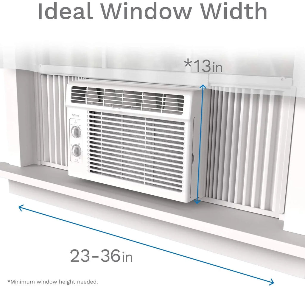 hOmeLabs Window Air Conditioner 5000  - Easy Mechanical Control Compact  Unit with Washable Reusable Filter, 2 Cooling Speeds, 2 Fan Speeds - Ideal for Bedroom and Rooms up to 150 Sq. Ft.