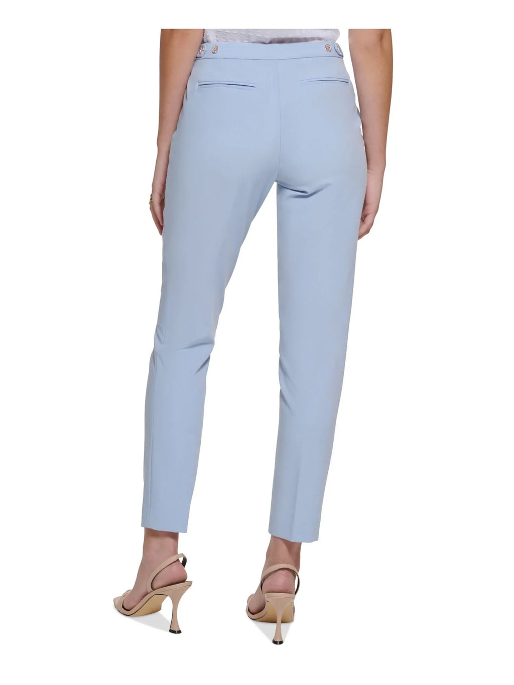 Womens Light Blue Zippered Pocketed Ankle Wear To Work Skinny Pants Petites 6P