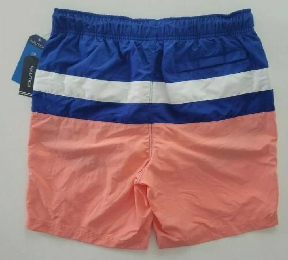 Nautica Men's Colorblocked 8" Swim Trunks T01131 in Pale Coral-Small