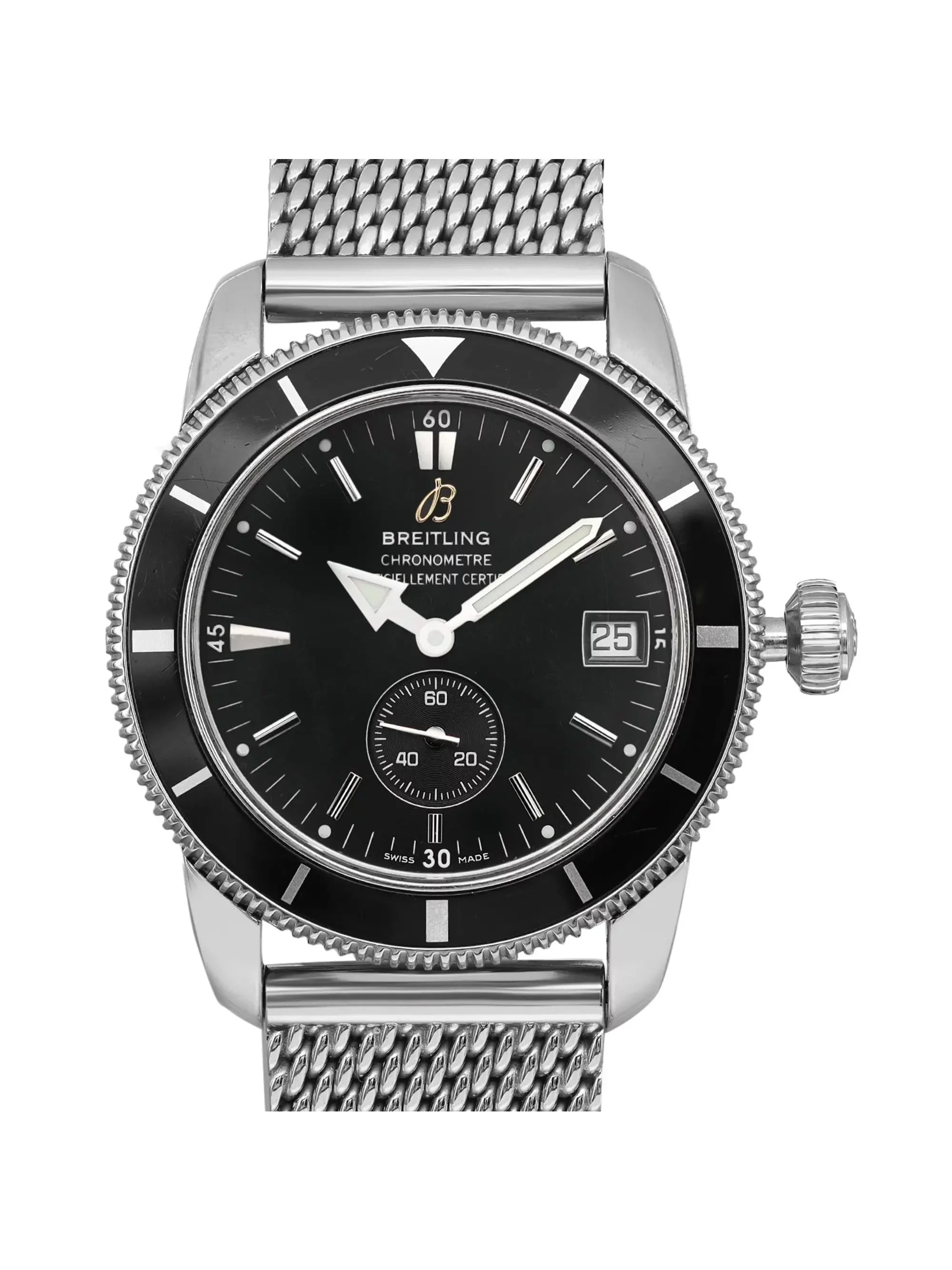 Breitling SuperOcean Heritage 38mm Steel Black Dial Mens Watch A3732024-B869SS