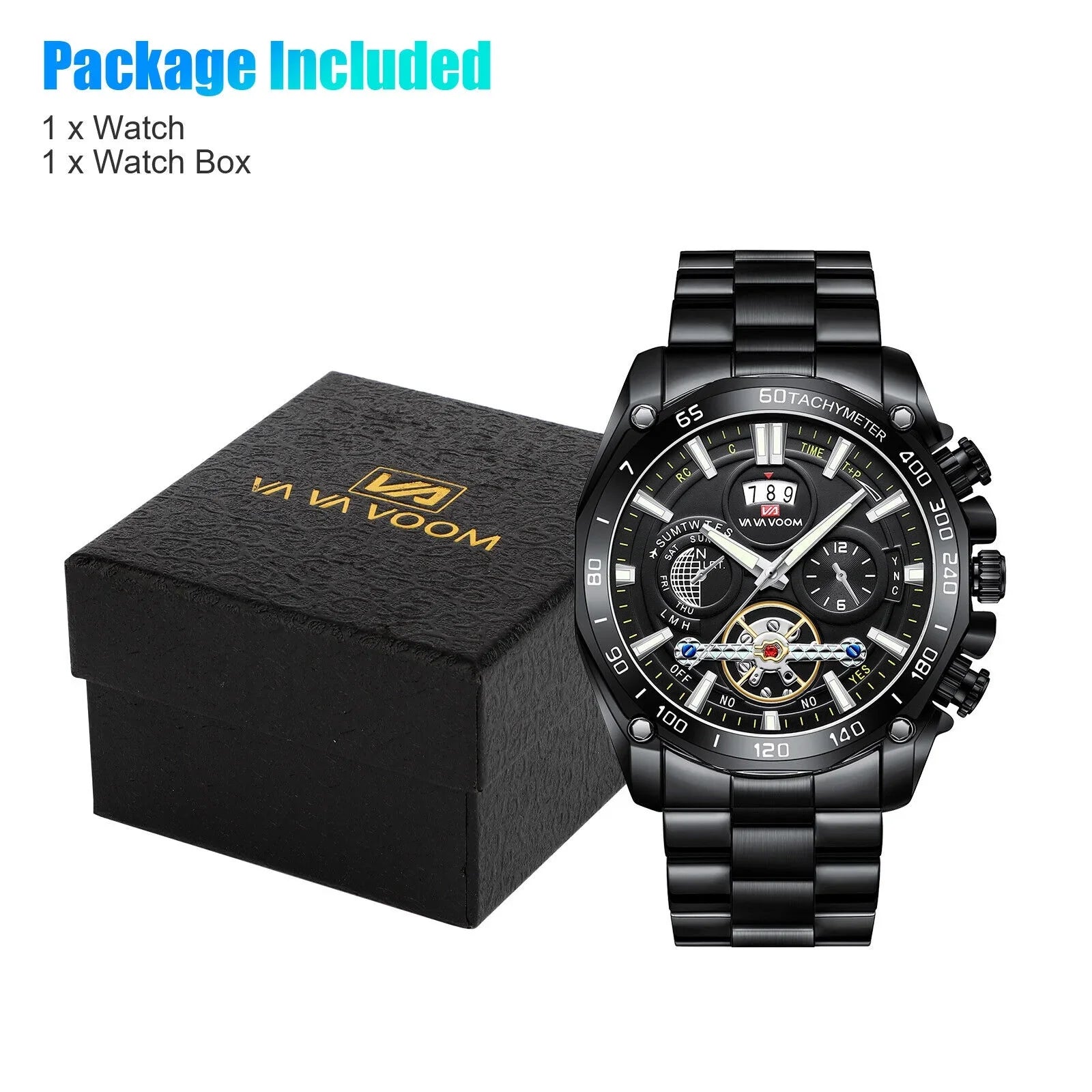 Men's Classic Stainless Steel Quartz Luminous Watch Luxury Waterproof Wristwatch