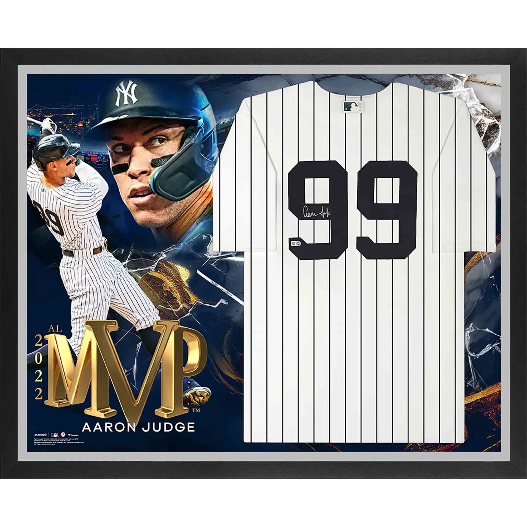Aaron Judge New York Yankees 2022   Autographed Framed White Nike Authentic Jersey Collage