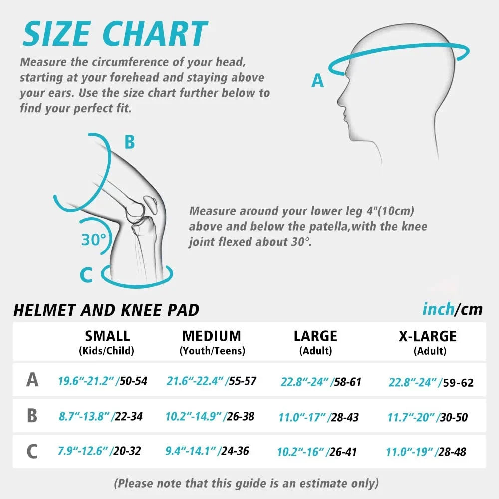 S  Kids Bike Helmet, Toddler Helmet for Youth Adult, Knee Pad Elbow Pad Wrist Guard Protective Gear Set for Skateboard, Bike, Skating, Cycling Blue Medium