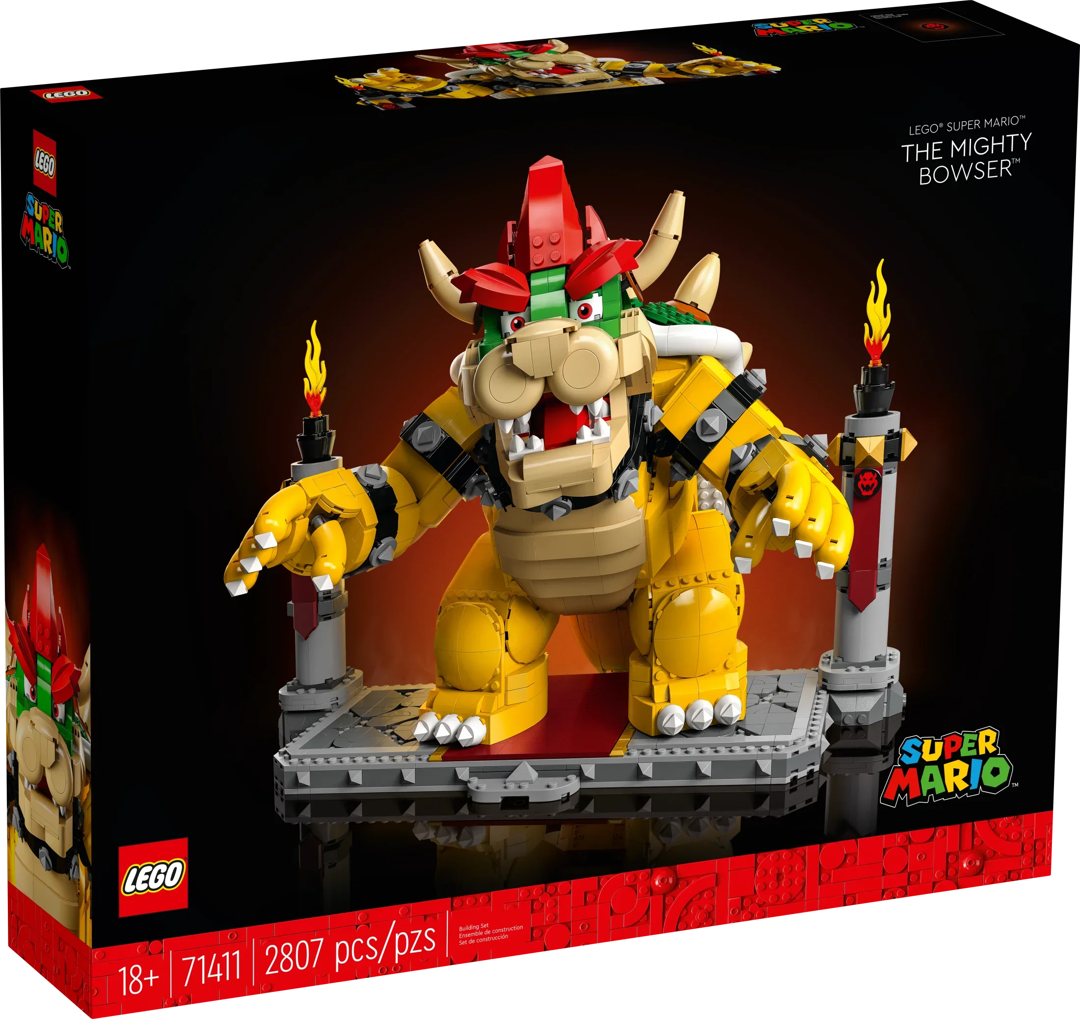 Super Mario The Mighty Bowser, 3D Build and Display Kit, Collectible Posable Character Figure with Battle Platform, Video Game Toy Idea for Fans of Super Mario Bros, 71411