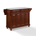 HomeStock Beachy Beauty Stone Top Full Size Kitchen Island/Cart Mahogany/White