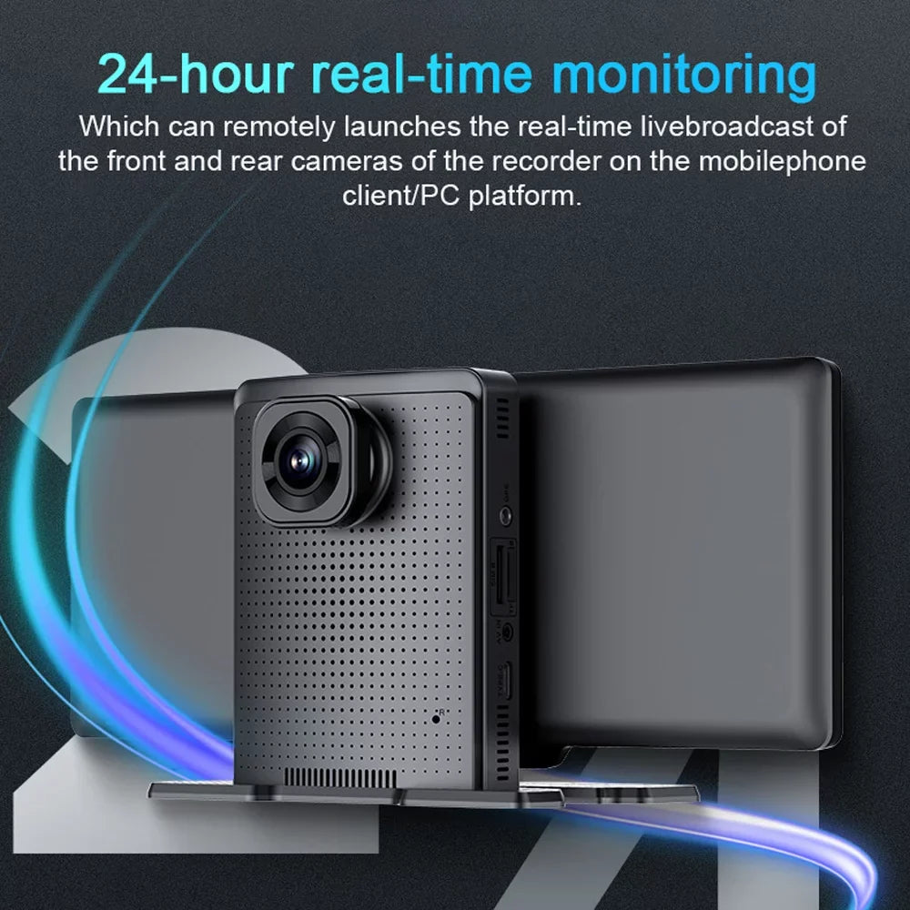 Shinysix Multi-language Dual Lens Car Video Recorder Auto Dash Cam Car Camera Recorder Night Viewing 10.26in  170 Degree Wide Angle Car Global Positioning System Navigation Camcorder
