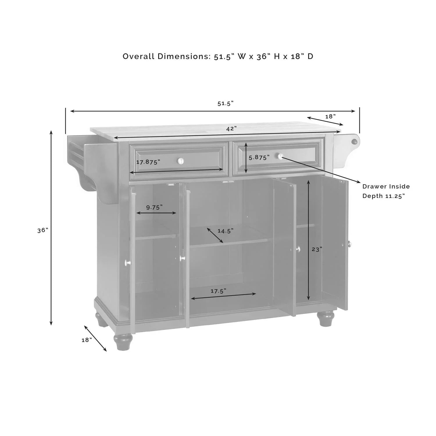 HomeStock Beachy Beauty Stone Top Full Size Kitchen Island/Cart Mahogany/White