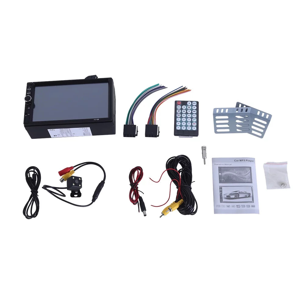 Double 2 Din Car Stereo Radio MP5 Player, 7 Inch  Touch Screen Bluetooth Car Video Player 1080P with Backup Reversing Camera