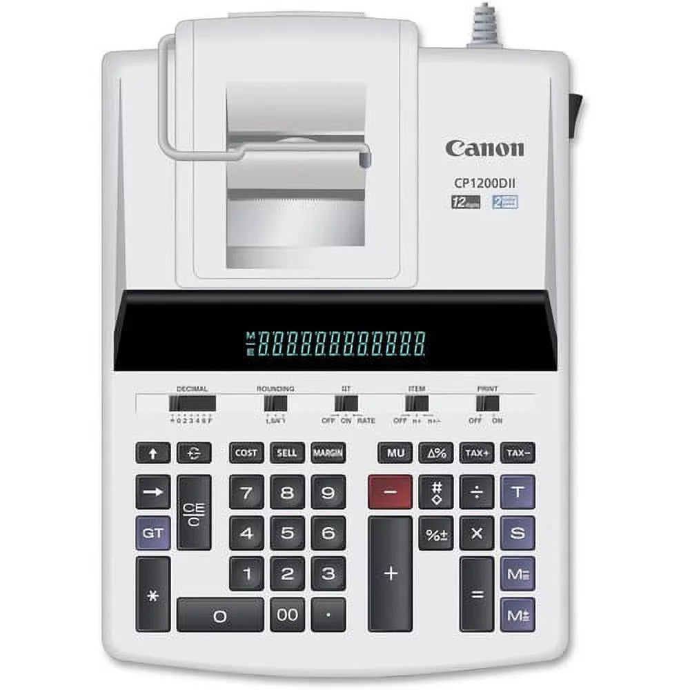 Canon CP1200DII 12-Digit Commercial Desktop Printing Calculator, / Print, 4.3L/Sec