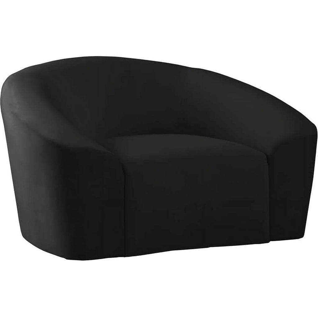 Maklaine Upholstery Contemporary Velvet Chair with Curved Back in Black