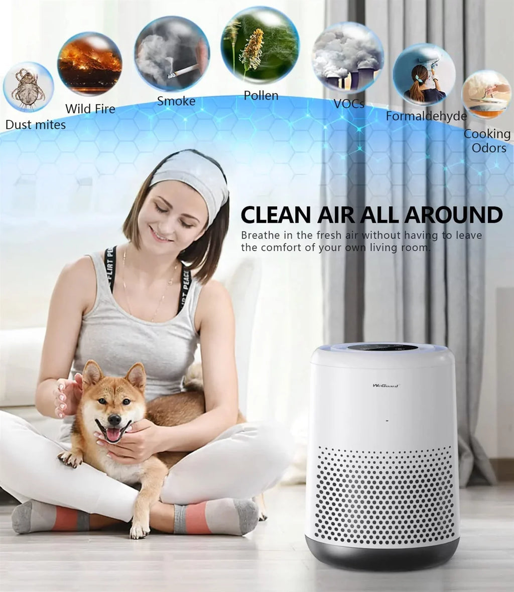 WeGuard K300 Air Purifier with H13 True  Filter  430 sq ft Coverage | for Allergens, Wildfire Smoke, Dust, Odors, Pollen, Pet Dander | Removal to 0.1 Microns  White, 1-Pack