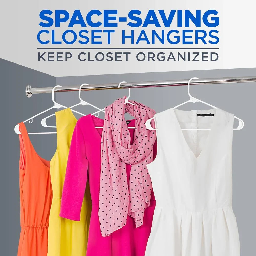 SereneLife White Standard Plastic Hangers, Mega Pack, 200 Pieces Hangers for Clothes