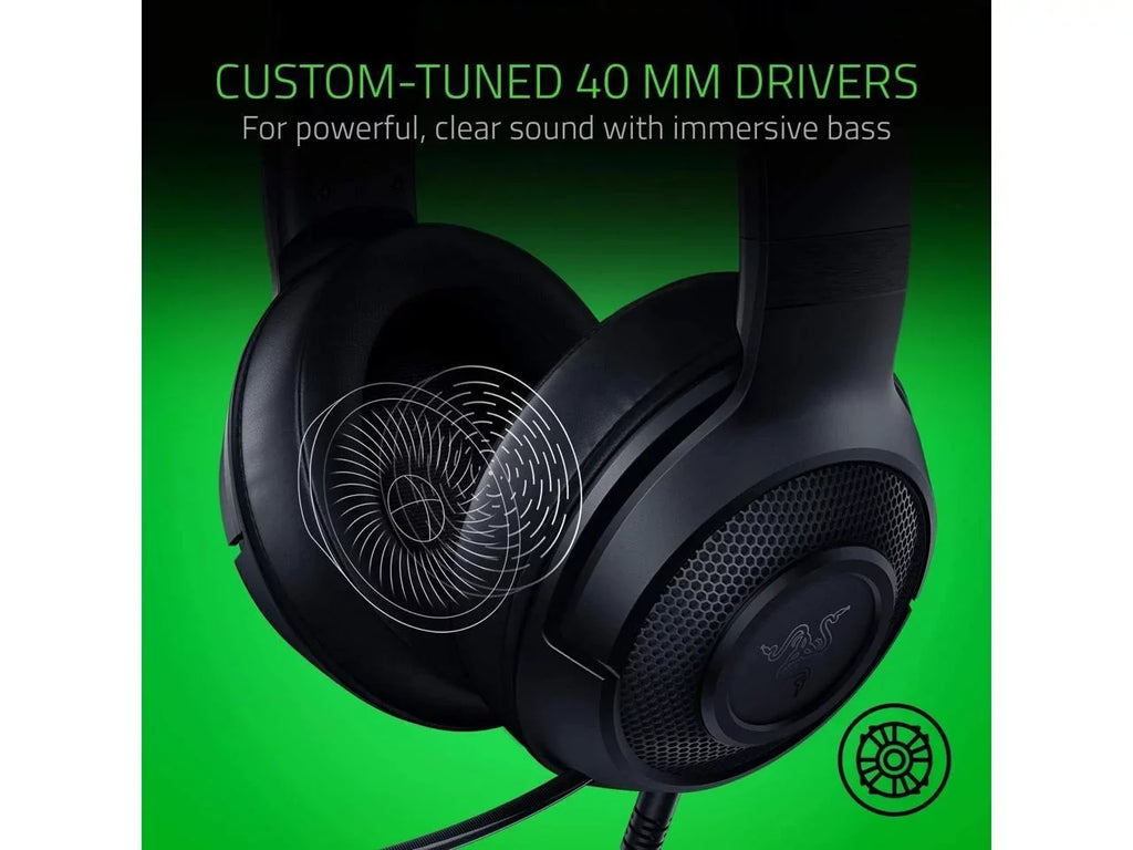 Razer Kraken X Lite Ultralight Gaming Headset: 7.1 Surround Sound Capable Lightweight Frame Bendable Cardioid Microphone for , Xbox, PS4, Nintendo Switch - Classic Black