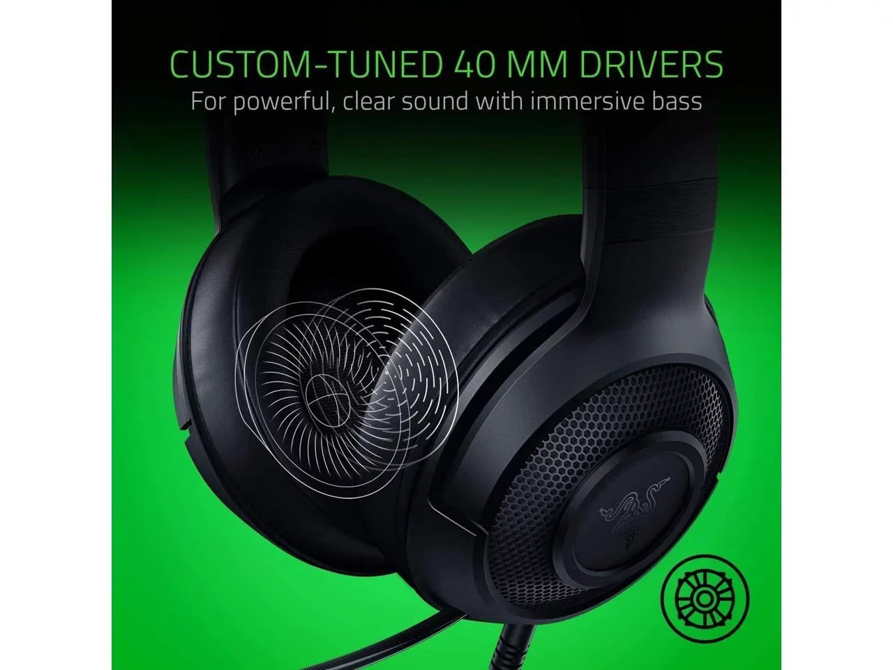 Razer Kraken X Lite Ultralight Gaming Headset: 7.1 Surround Sound Capable Lightweight Frame Bendable Cardioid Microphone for , Xbox, PS4, Nintendo Switch - Classic Black