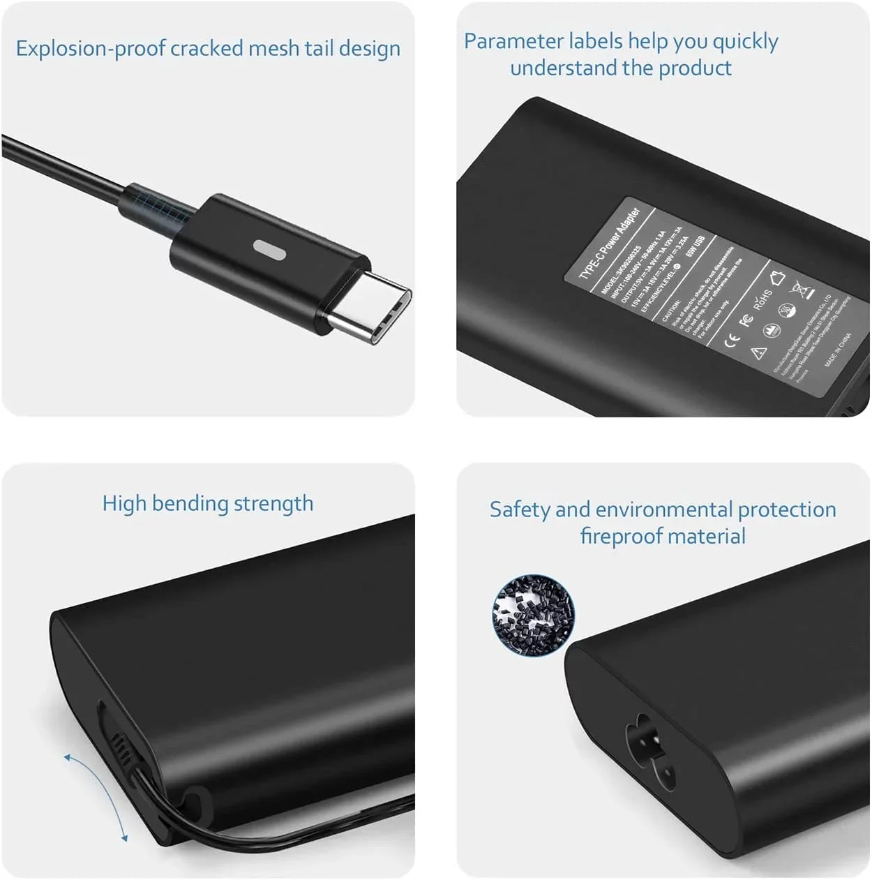 65W  C Type C Adapter Laptop Charger for Dell Latitude 5520 5420 5290 5285 5179 5480 5400 5310 5320 7420 7410 7370