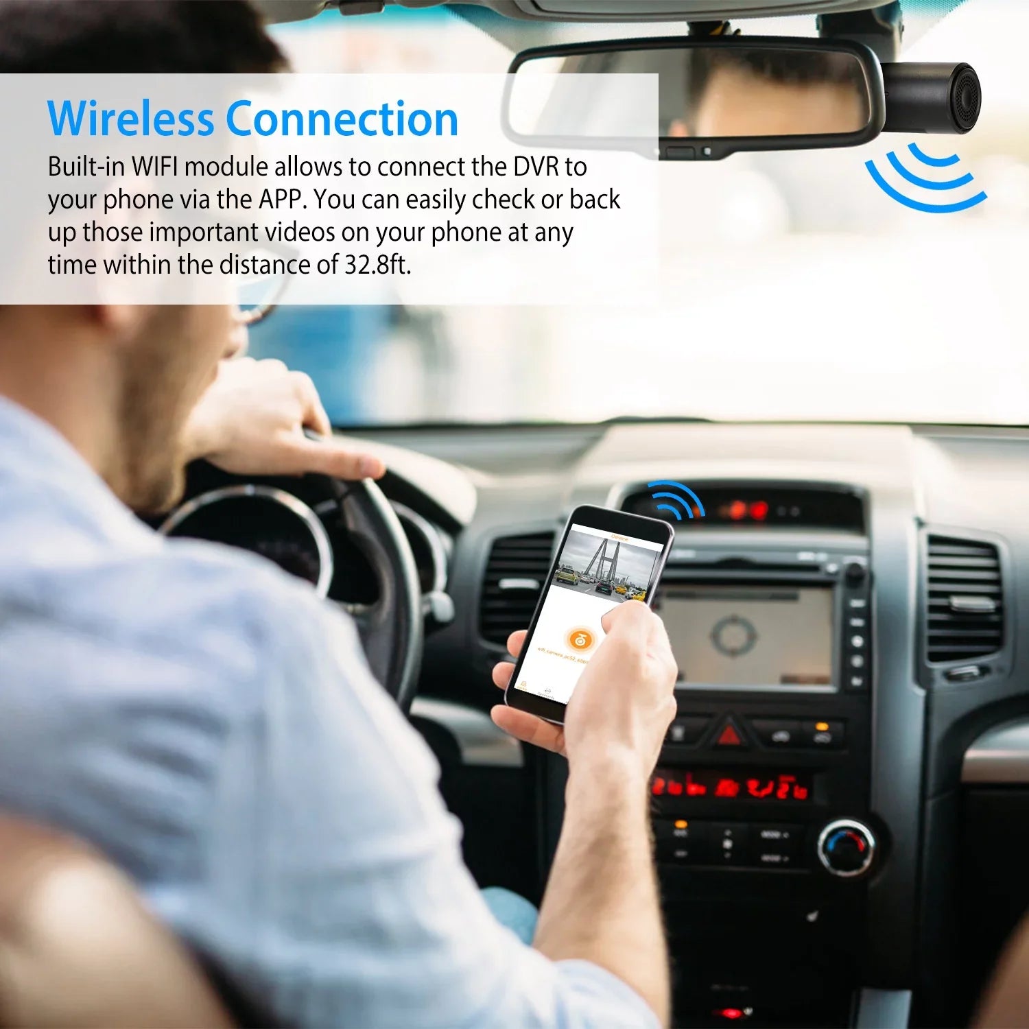 170° WiFi Dash Cam iMounTEK 1080P  Car  Camera Recorder with G-sensor App Wifi Looping Recording 11.2ft Cigarette Lighter Cable