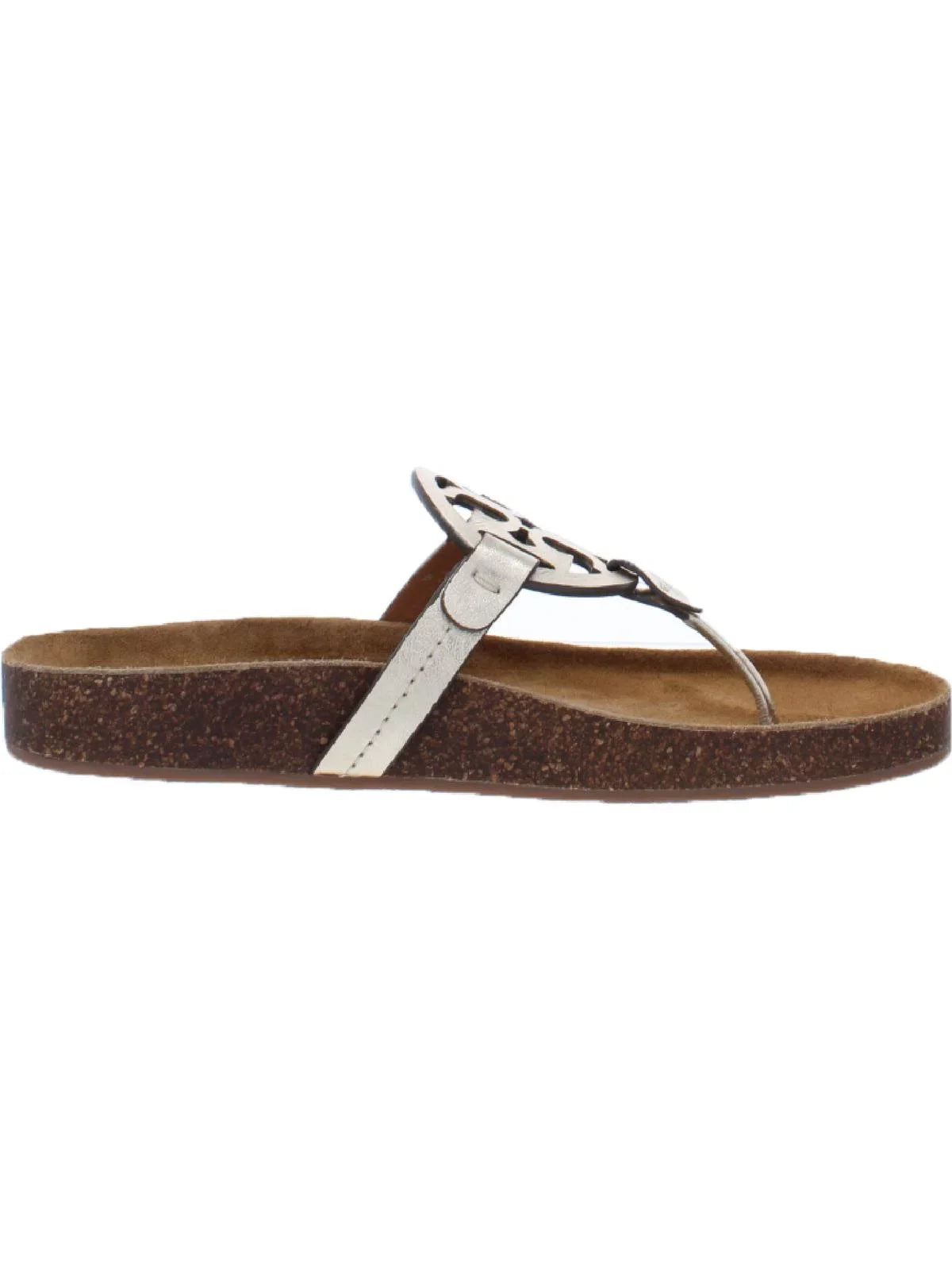 Tory Burch Miller Cloud Women's Metallic Leather Ergonomic Slide Sandals