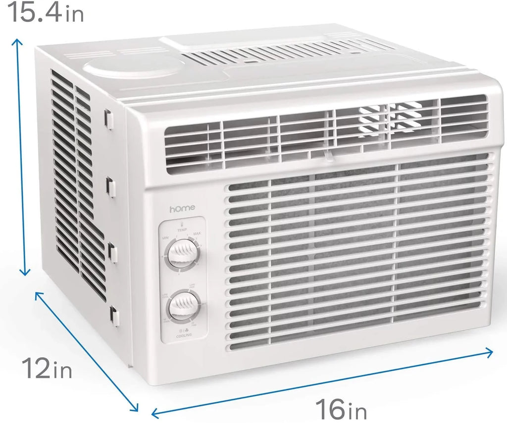 hOmeLabs Window Air Conditioner 5000  - Easy Mechanical Control Compact  Unit with Washable Reusable Filter, 2 Cooling Speeds, 2 Fan Speeds - Ideal for Bedroom and Rooms up to 150 Sq. Ft.