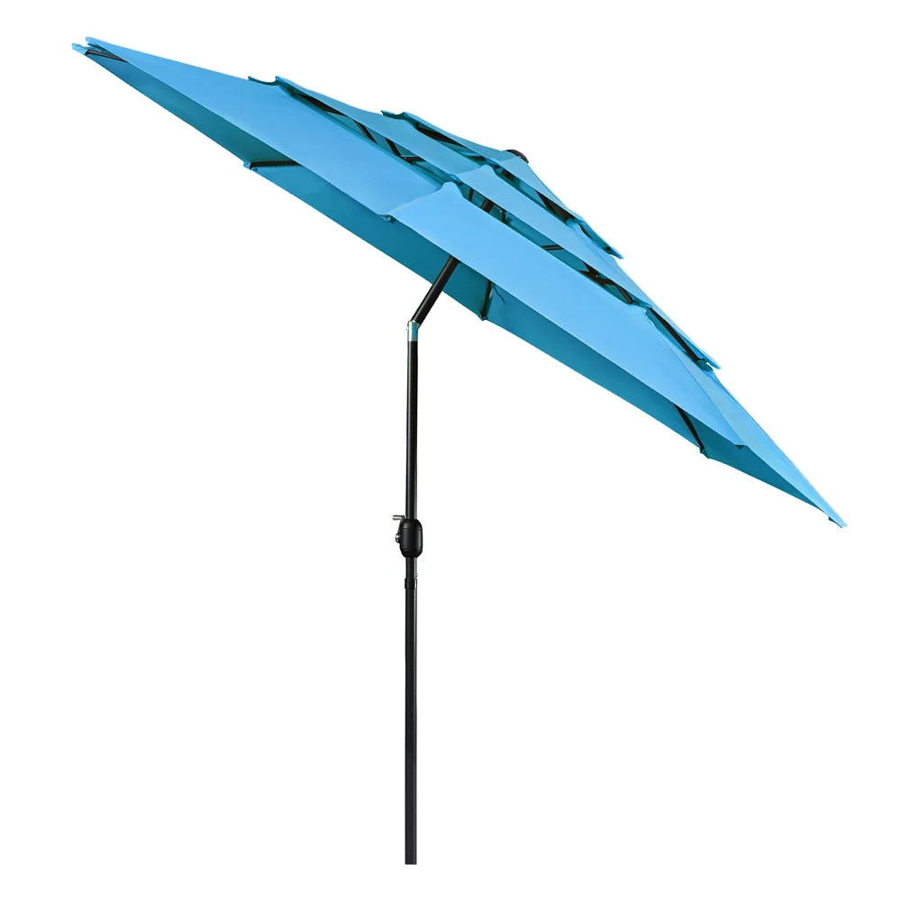 Yaheetech Outdoor 10ft Patio Umbrella with 8 Sturdy Ribs+ 26.5 lb 18'' Base Stand, Sky Blue