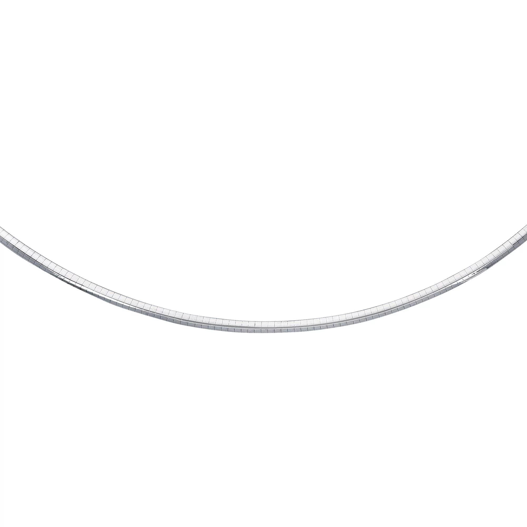 JewelStop Sterling Silver Classic Domed Rhodium Omega 4 mm Necklace, Lobster Claw Clasp - 16 Inches, 14.8gr.