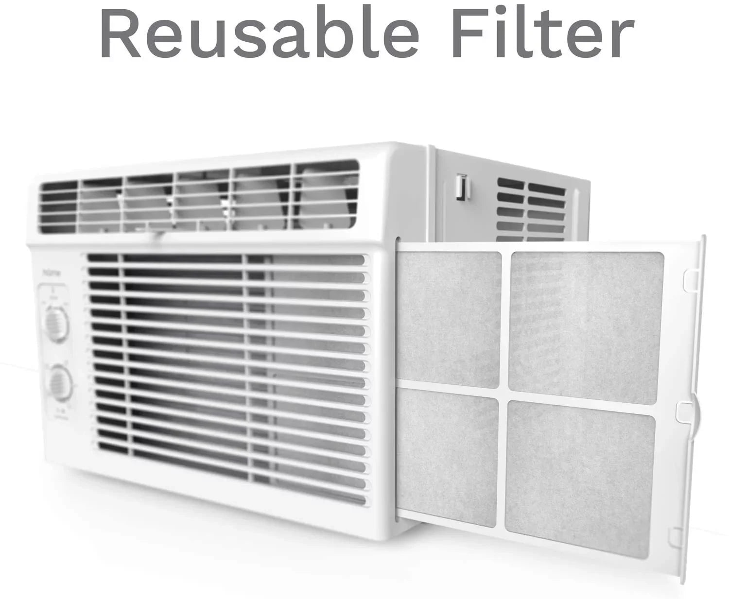 hOmeLabs Window Air Conditioner 5000  - Easy Mechanical Control Compact  Unit with Washable Reusable Filter, 2 Cooling Speeds, 2 Fan Speeds - Ideal for Bedroom and Rooms up to 150 Sq. Ft.
