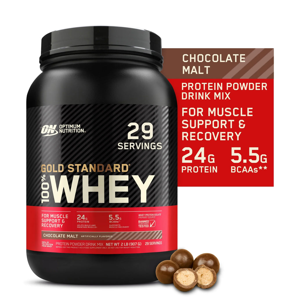 Optimum Nutrition, Gold Standard 100% Whey Protein Powder, 24 g Protein, Chocolate Malt, 2 lb, 29 Servings