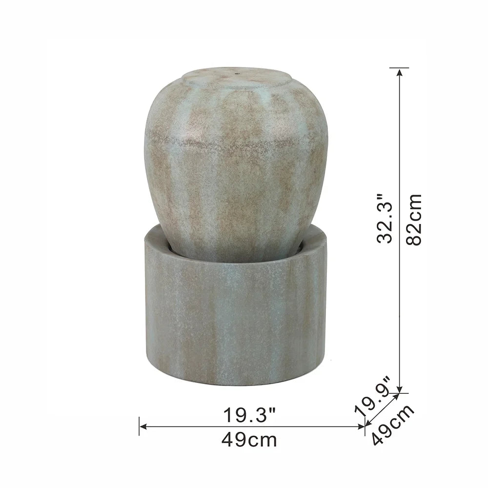 CoSoTower 19.5X19.5X32.5" Heavy Outdoor Cement Fountain Antique Blue, Cute Unique Urn Design Water Feature for Home Garden, Lawn, Deck & Patio