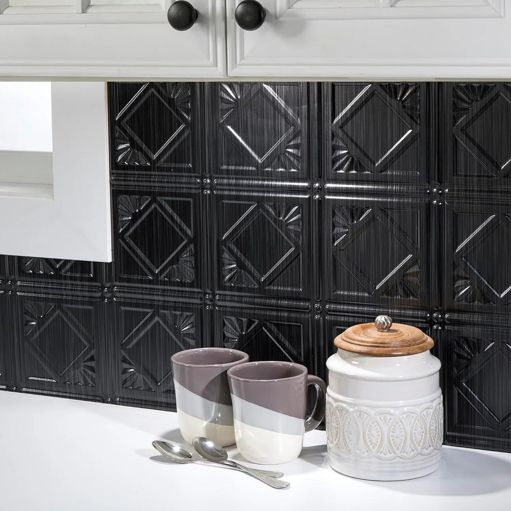 Traditional Style/Pattern 4 Decorative Vinyl Backsplash 15 Sq Ft Kit In Smoked Pewter