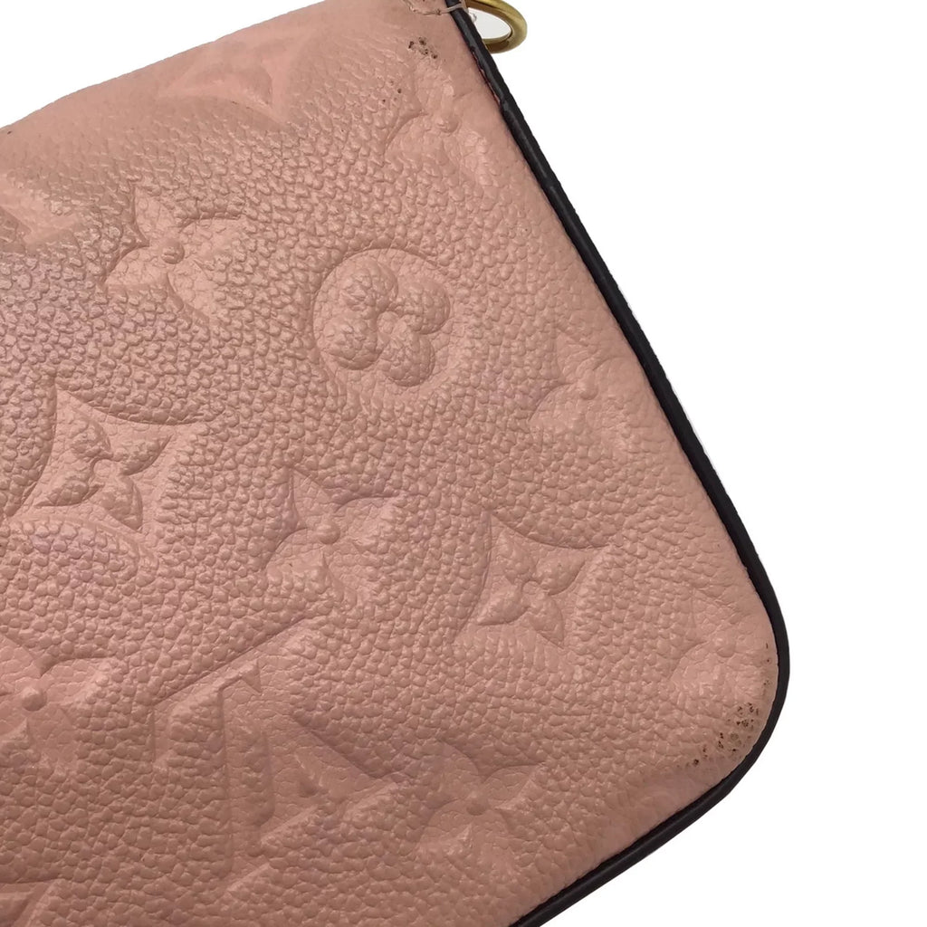 Pre-Owned   Louis Vuitton Monogram Implant Pochette Felicie M67856 Chain Wallet Bag Pink G Hardware Gold Rose Ballerine Women's (Fair)