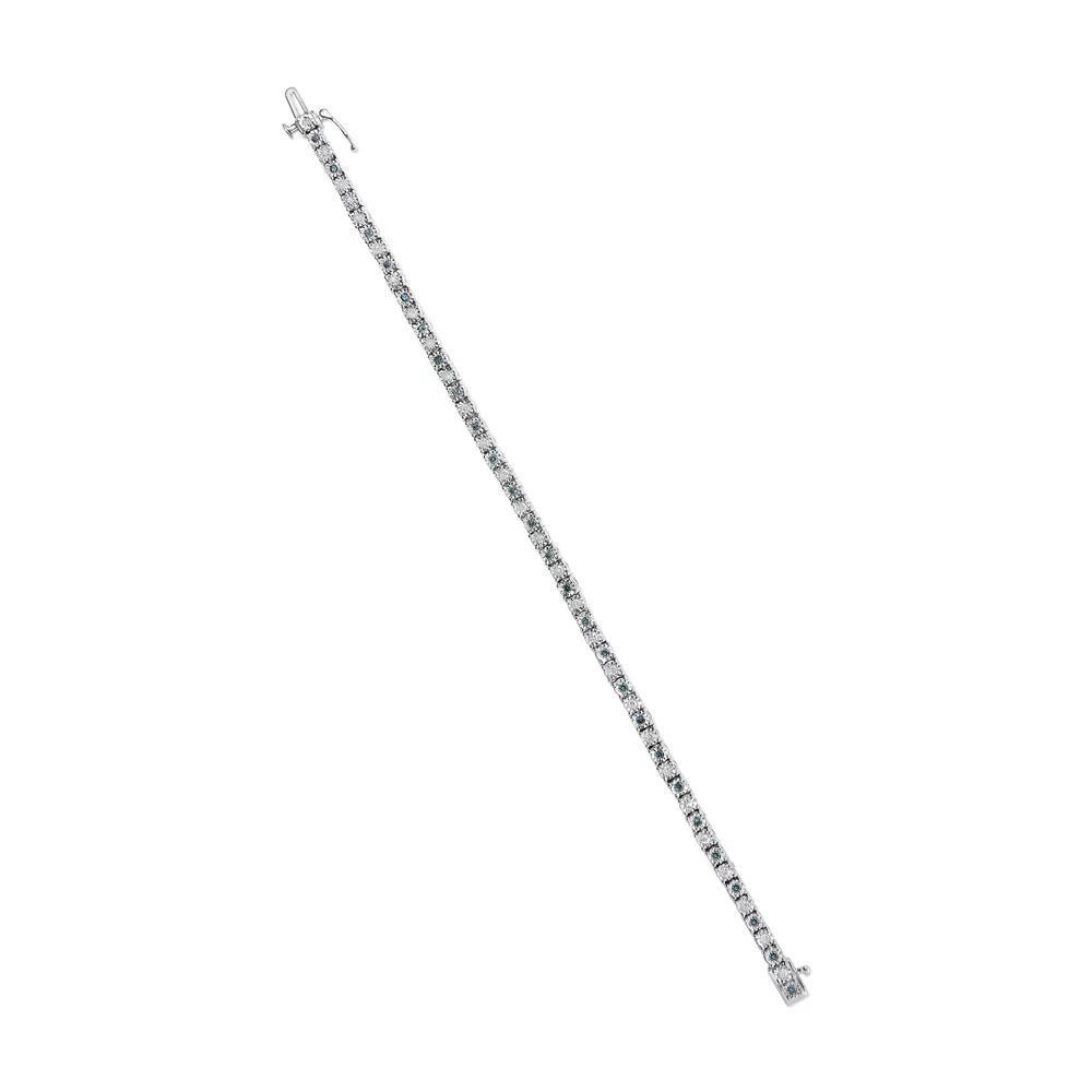Haus of Brilliance .925 Sterling Silver 1.0 Cttw Womens with Alternating Round cut Box Clasp White Diamond and Treated Green Diamond Tennis Bracelet (Green and I-J Color, I3 Clarity) - Size 7" Inches