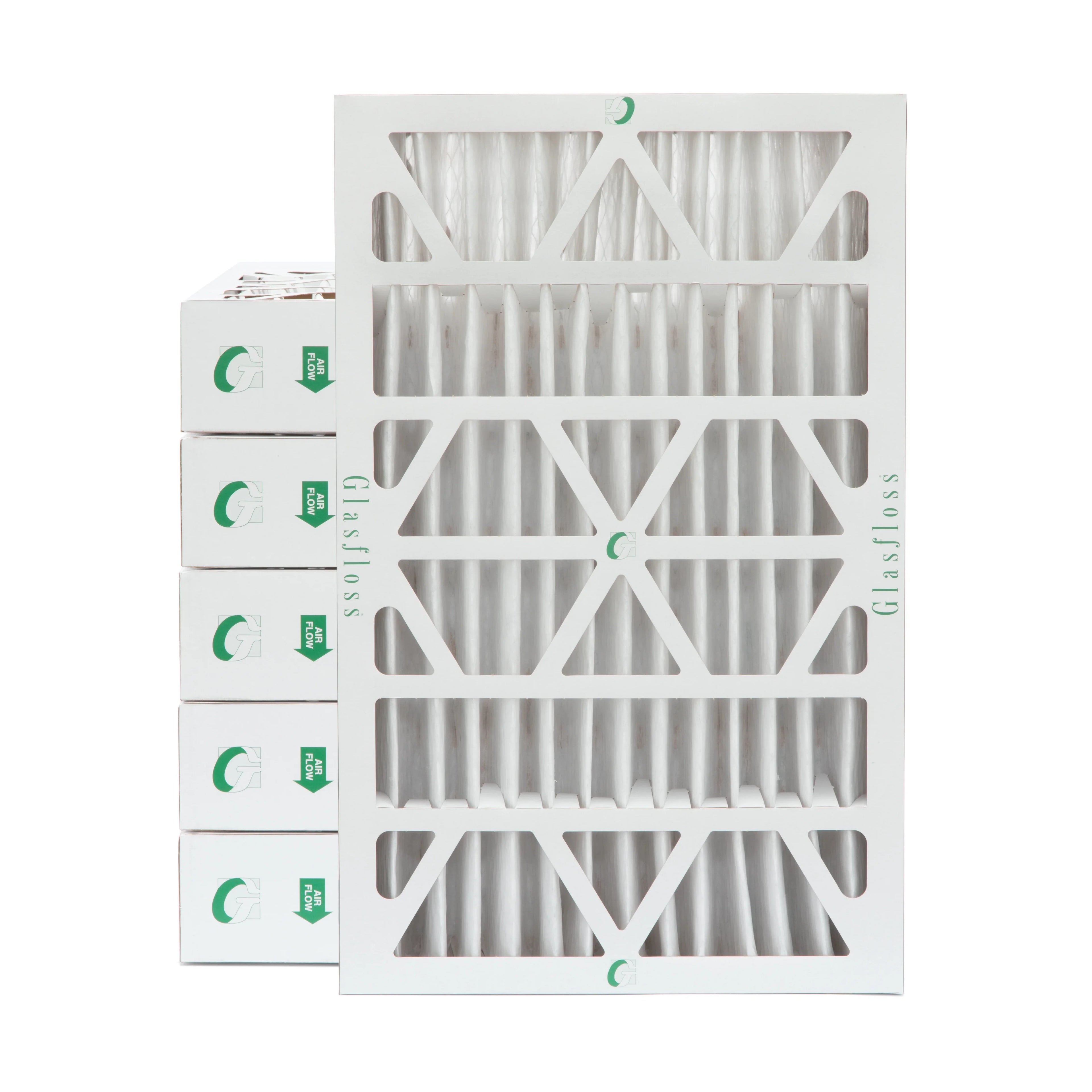 6 Pack of 16x25x4  13 Pleated 4" Inch Air Filters by Glasfloss. Actual Size: 15-1/2 x 24-1/2 x 3-3/4