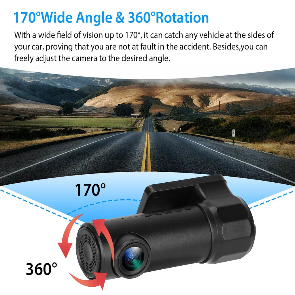 170° WiFi Dash Cam iMounTEK 1080P  Car  Camera Recorder with G-sensor App Wifi Looping Recording 11.2ft Cigarette Lighter Cable