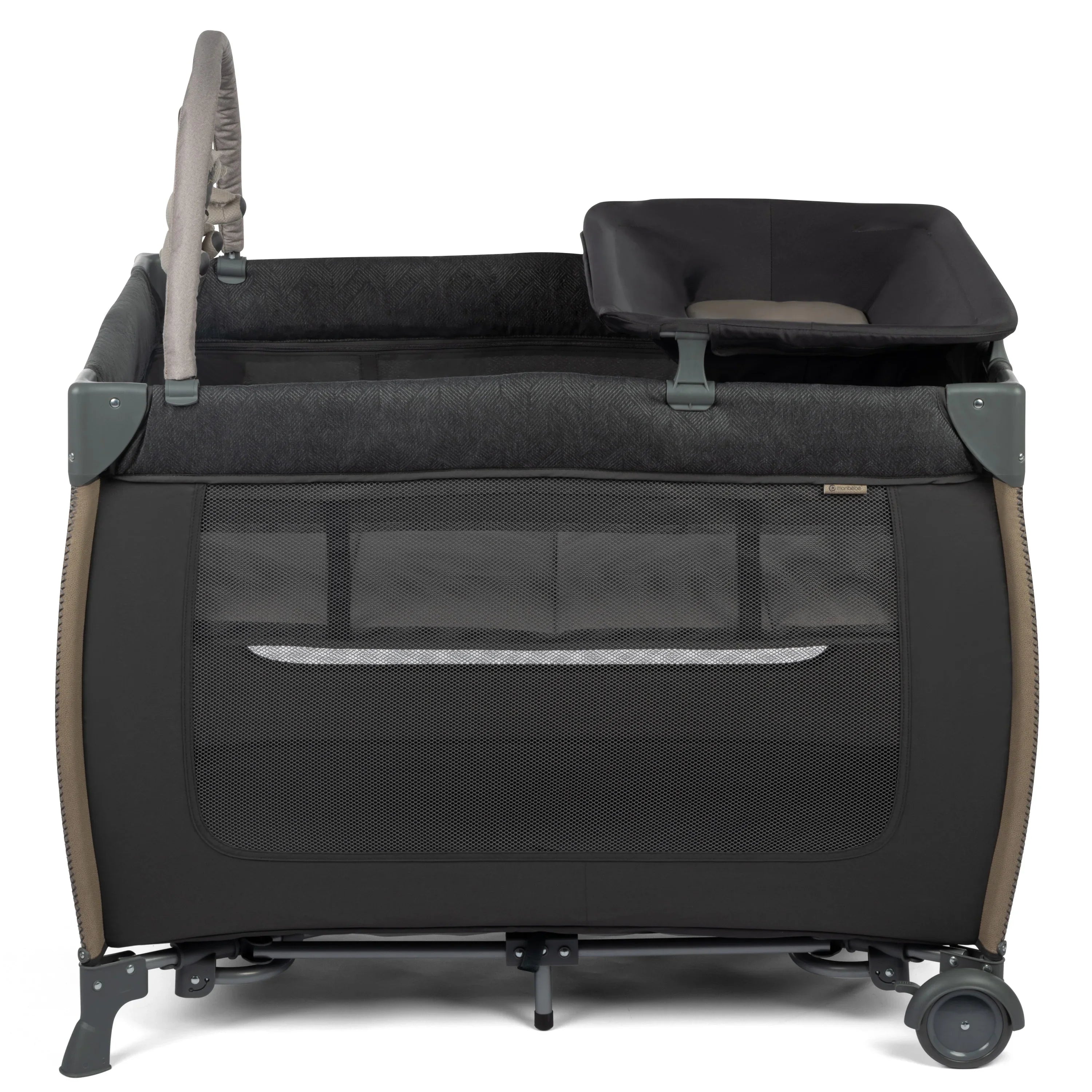 Monbebe Play Yard with Full Size Rocking Bassinet, Castle Point