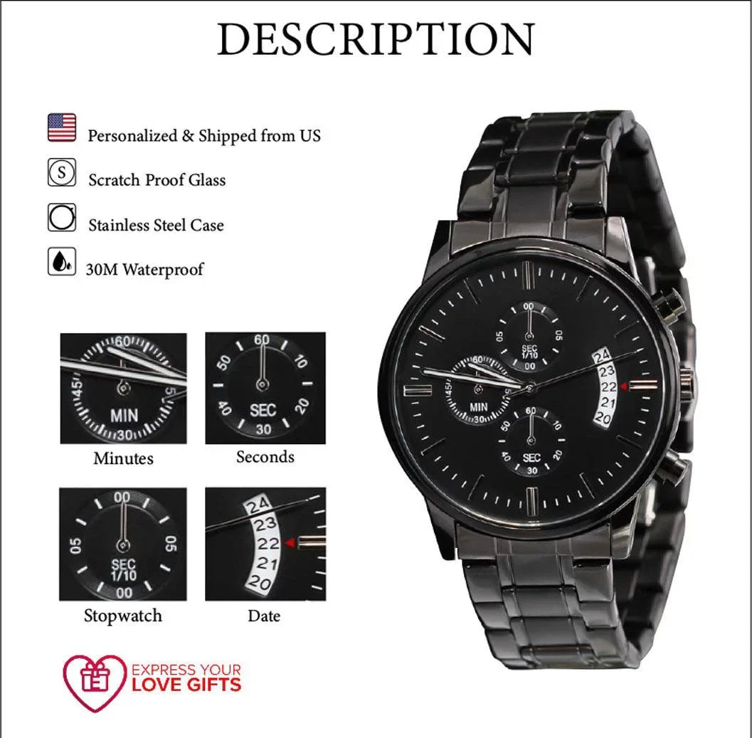 Custom Motorcyles 1995 Engraved Motorcycle Rider Men's Watch Multifunction Stainless Steel W Copper Dial