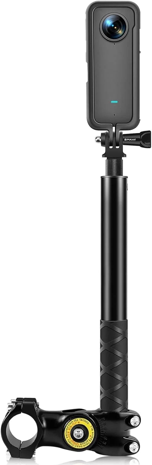 Stable Aluminum Motorcycle Bicycle Camera Mount with Monopod Stand Shock-Proof Panora Capture for Insta 360
