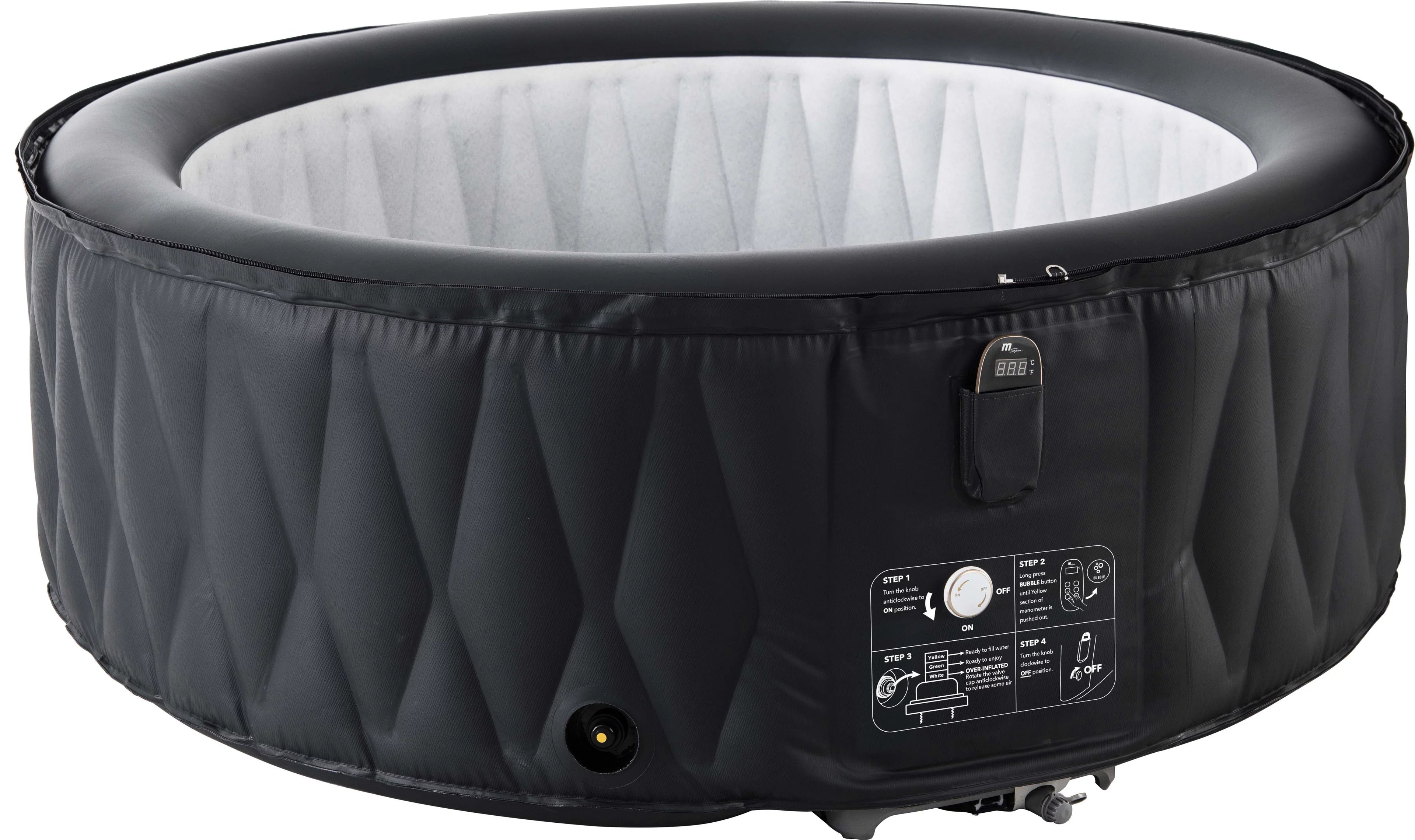 Mspa Mont Blanc, A Premium Inflatable Hot Tub & Spa, 118 Jets, 700w Massage Air Blower, 1350w Water Heater, One Piece Easy Install, Round, 2+2 Persons