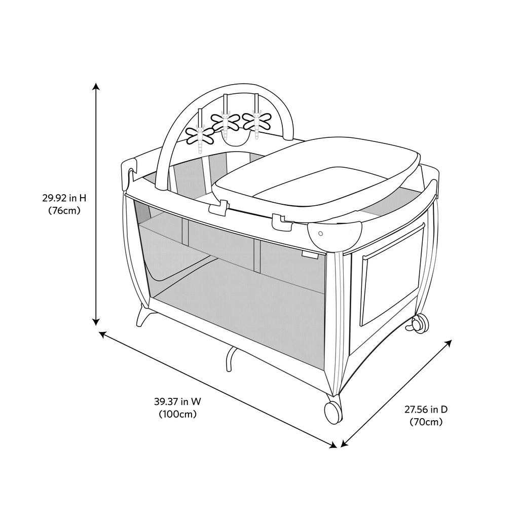 Monbebe Play Yard with Full Size Rocking Bassinet, Castle Point