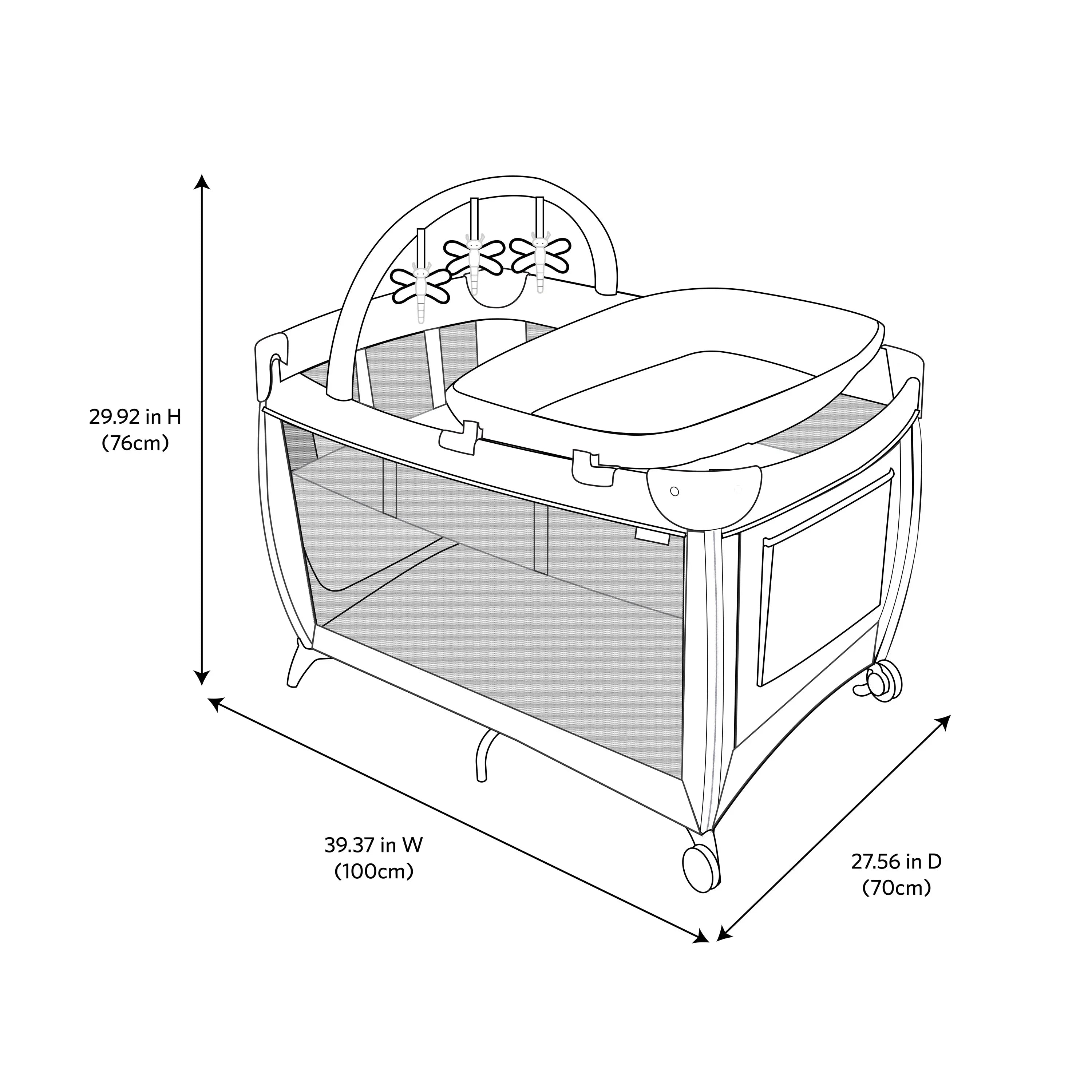 Monbebe Play Yard with Full Size Rocking Bassinet, Castle Point