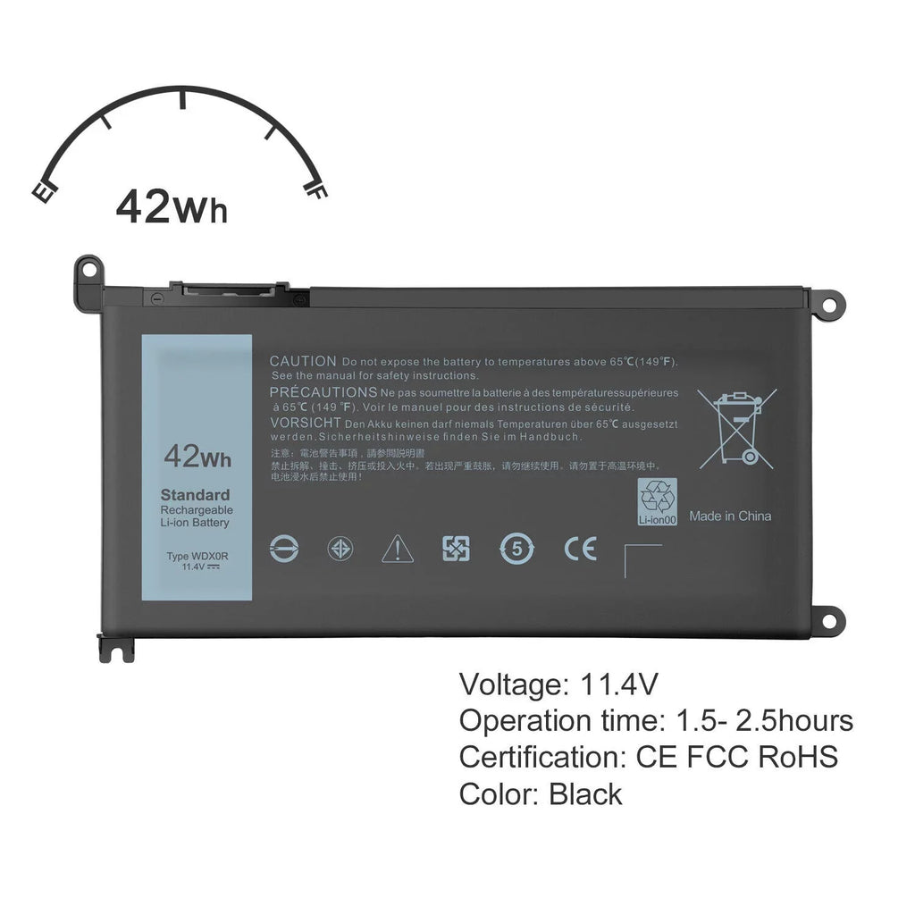4Cell WDX0R Laptop Battery for Dell Inspiron 13-5000 13-7000 15-5000 15-7000