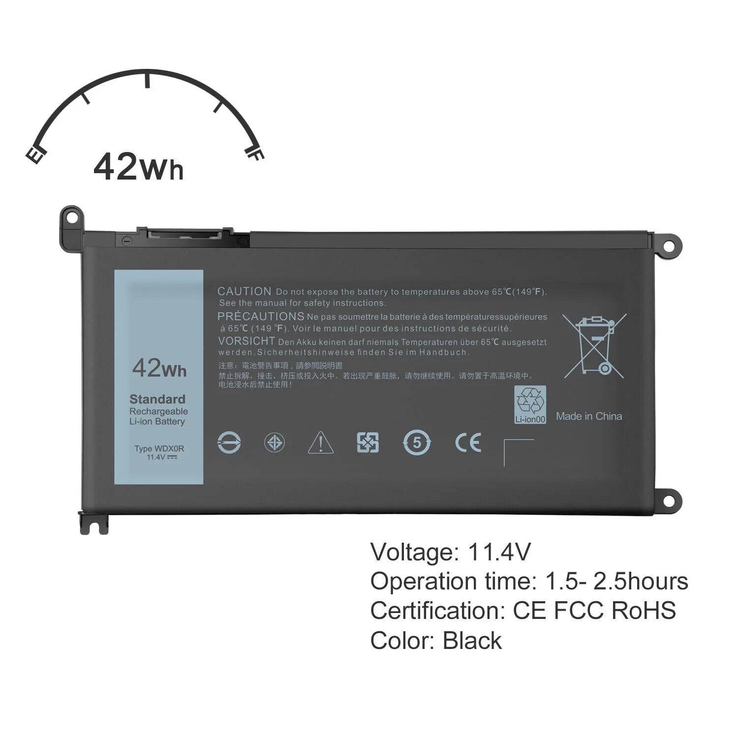 4Cell WDX0R Laptop Battery for Dell Inspiron 13-5000 13-7000 15-5000 15-7000