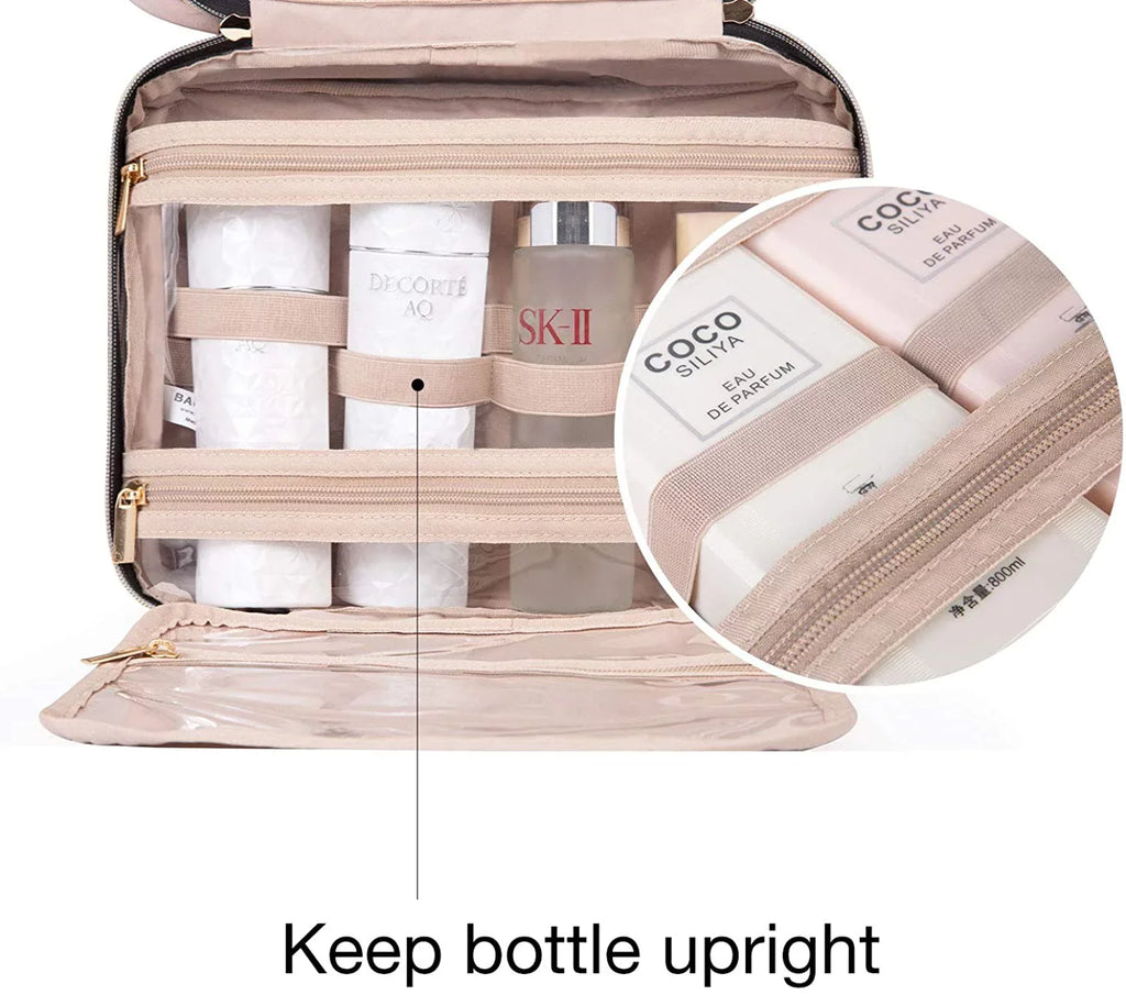 Toiletry Bag Travel Bag with Hanging Hook, Water-resistant Makeup Cosmetic Bag Travel Organizer for Accessories, Shampoo, Full Sized Container, Toiletries