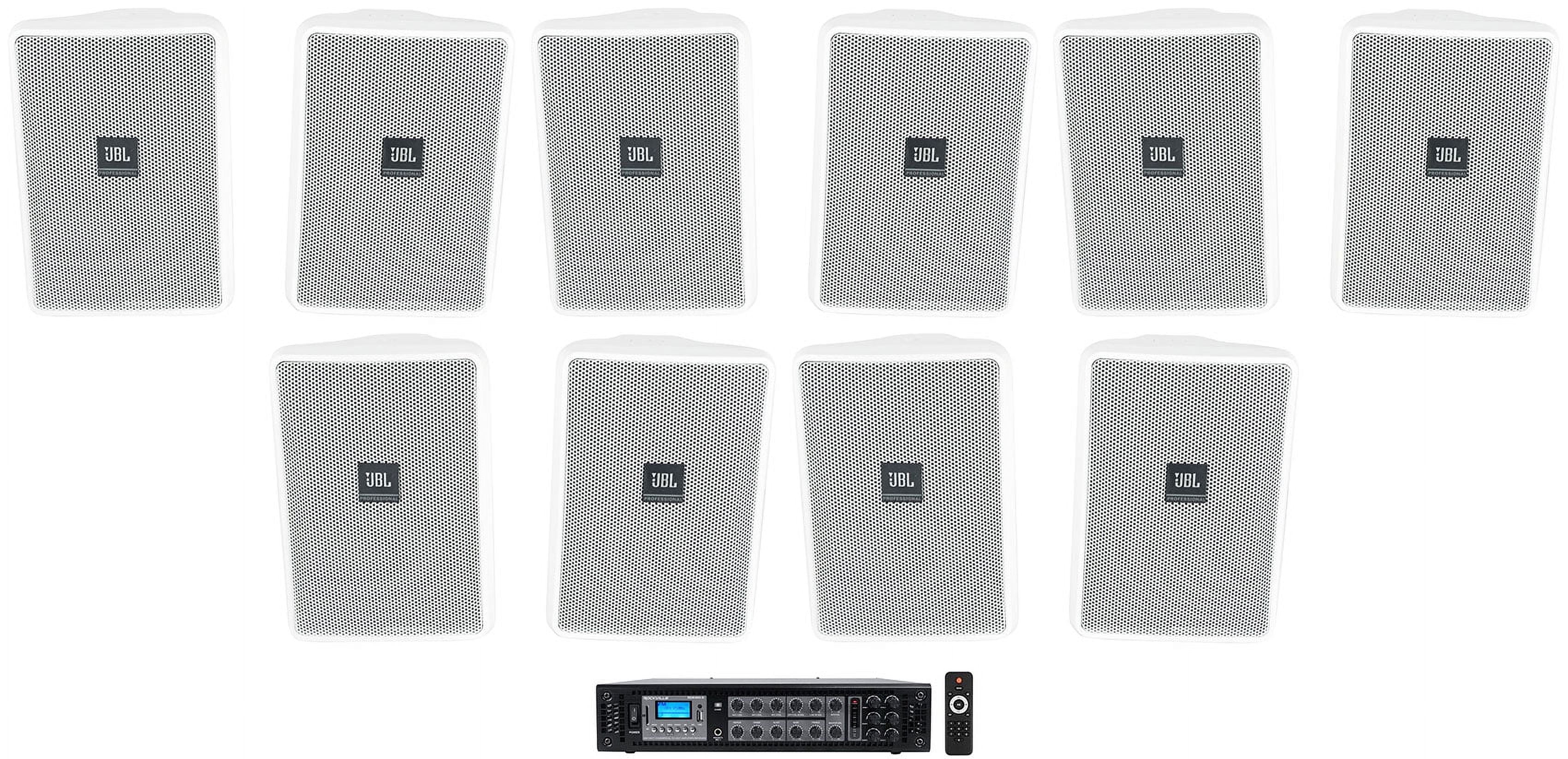 (10)  Control 23-1 White 3" Indoor/Outdoor 70v Commercial Wall Speakers + Amp