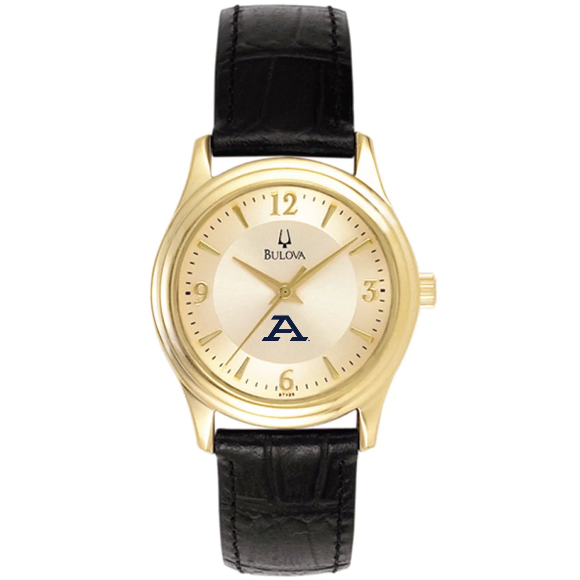 Women's Bulova  Gold/Black Akron Zips Stainless Steel Watch with Leather Band