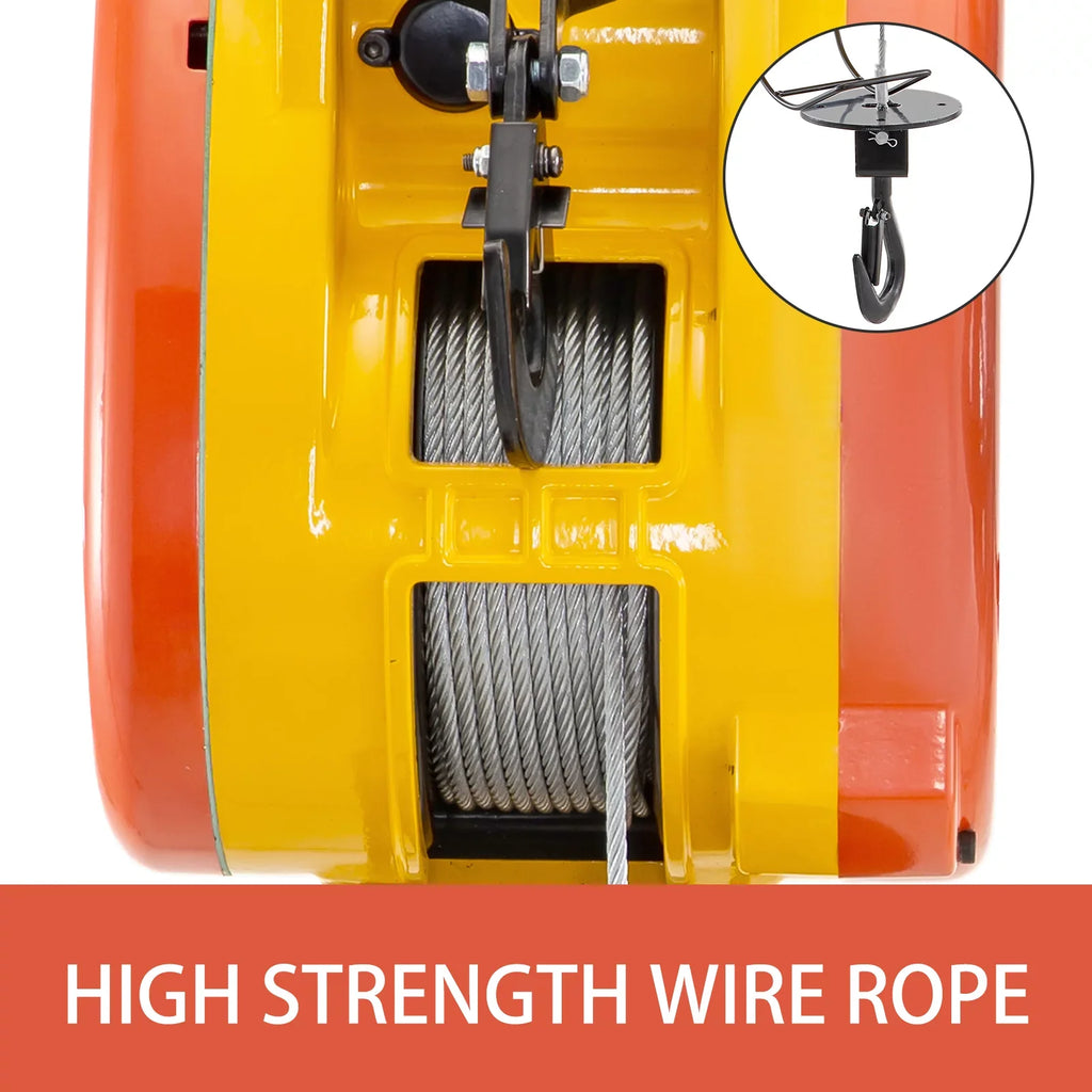 Lift Electric Hoist 230kg Capacity Electric Winch 507lbs with 98ft/30m Length Steel Wire Rope Remote Control Crane Overhead Electric Trolley with Pulley System 110 Volts 1 Phase