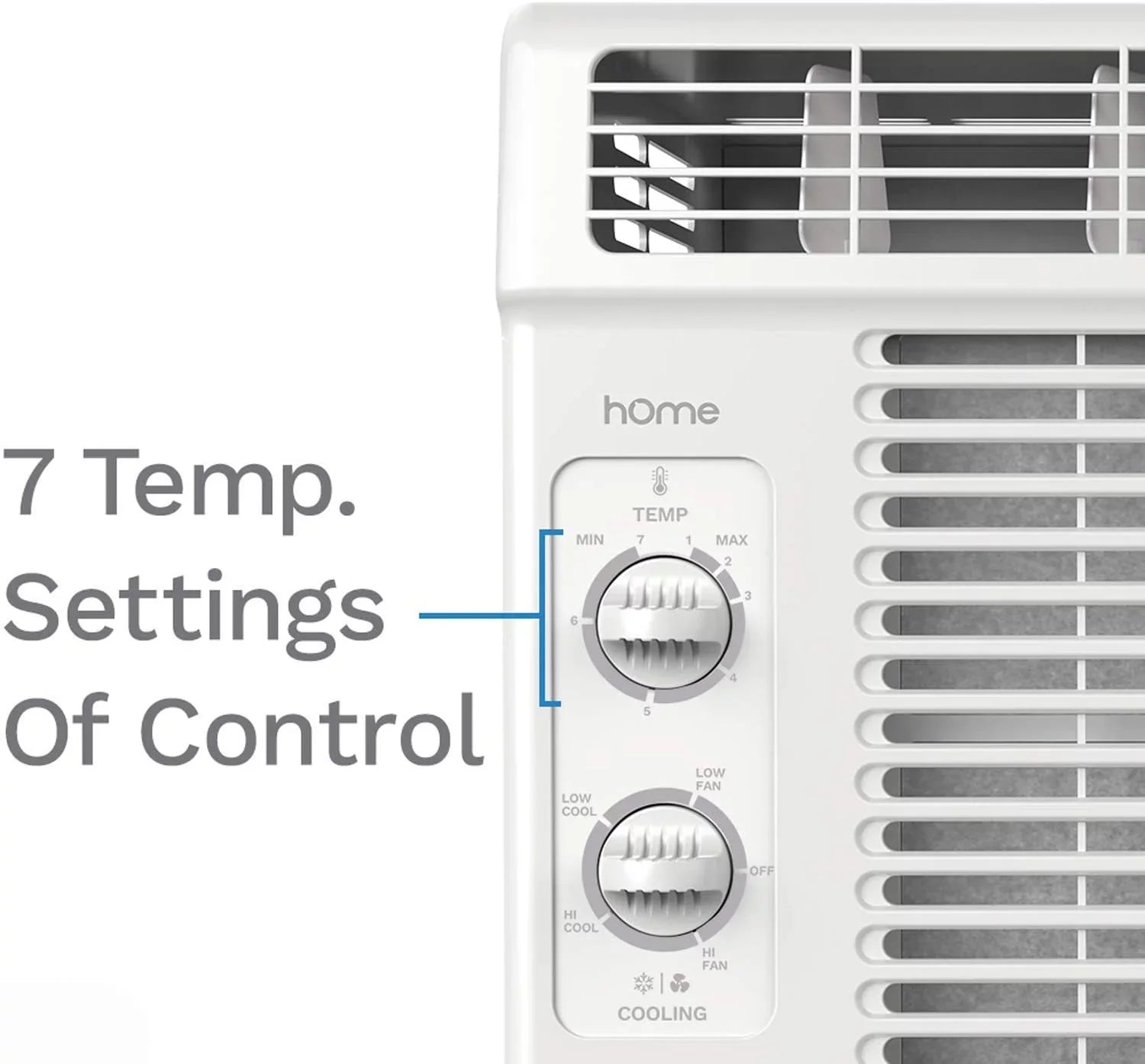 hOmeLabs Window Air Conditioner 5000  - Easy Mechanical Control Compact  Unit with Washable Reusable Filter, 2 Cooling Speeds, 2 Fan Speeds - Ideal for Bedroom and Rooms up to 150 Sq. Ft.