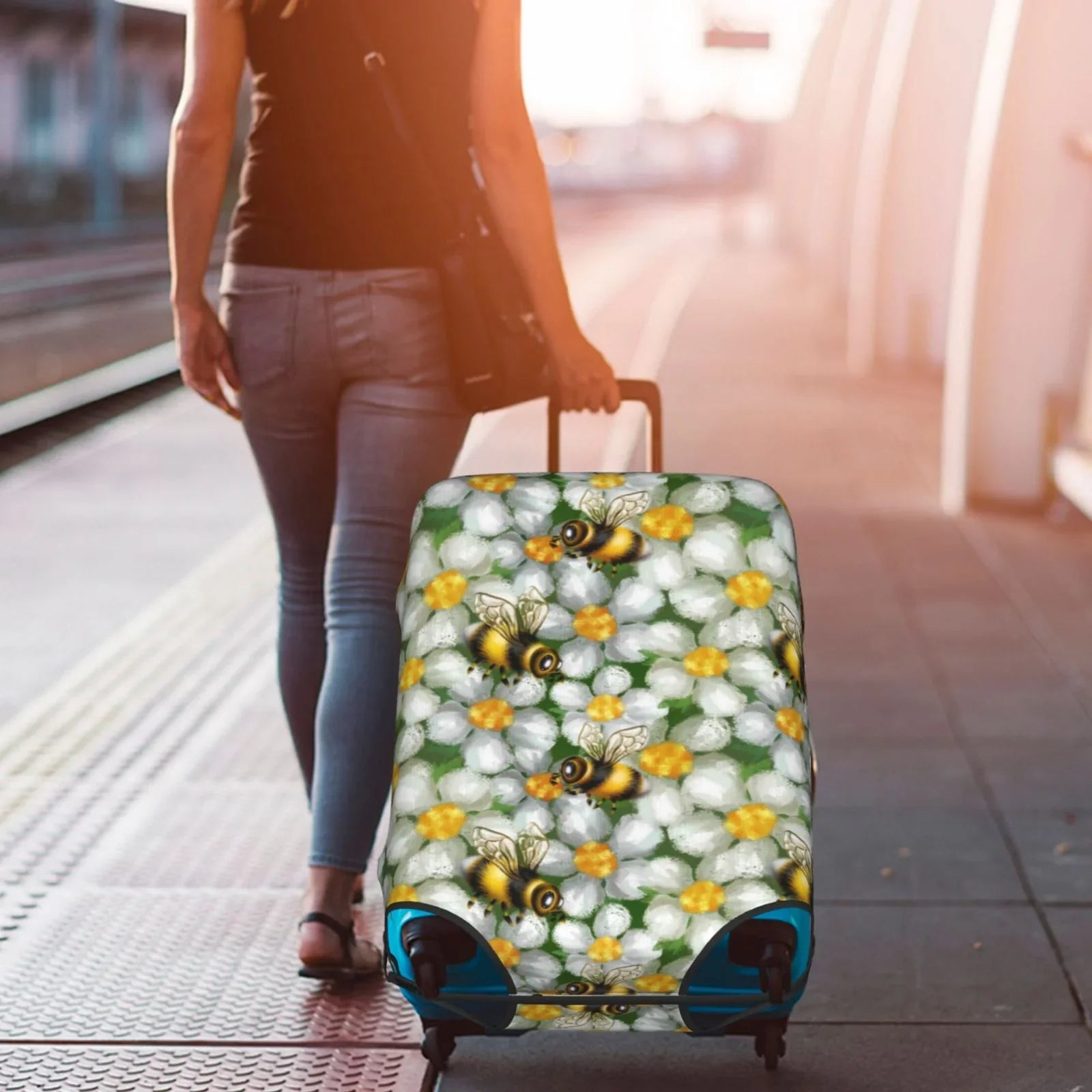 Kll Bees And Flower Luggage Cover Suitcase Cover Suitcase Protector-