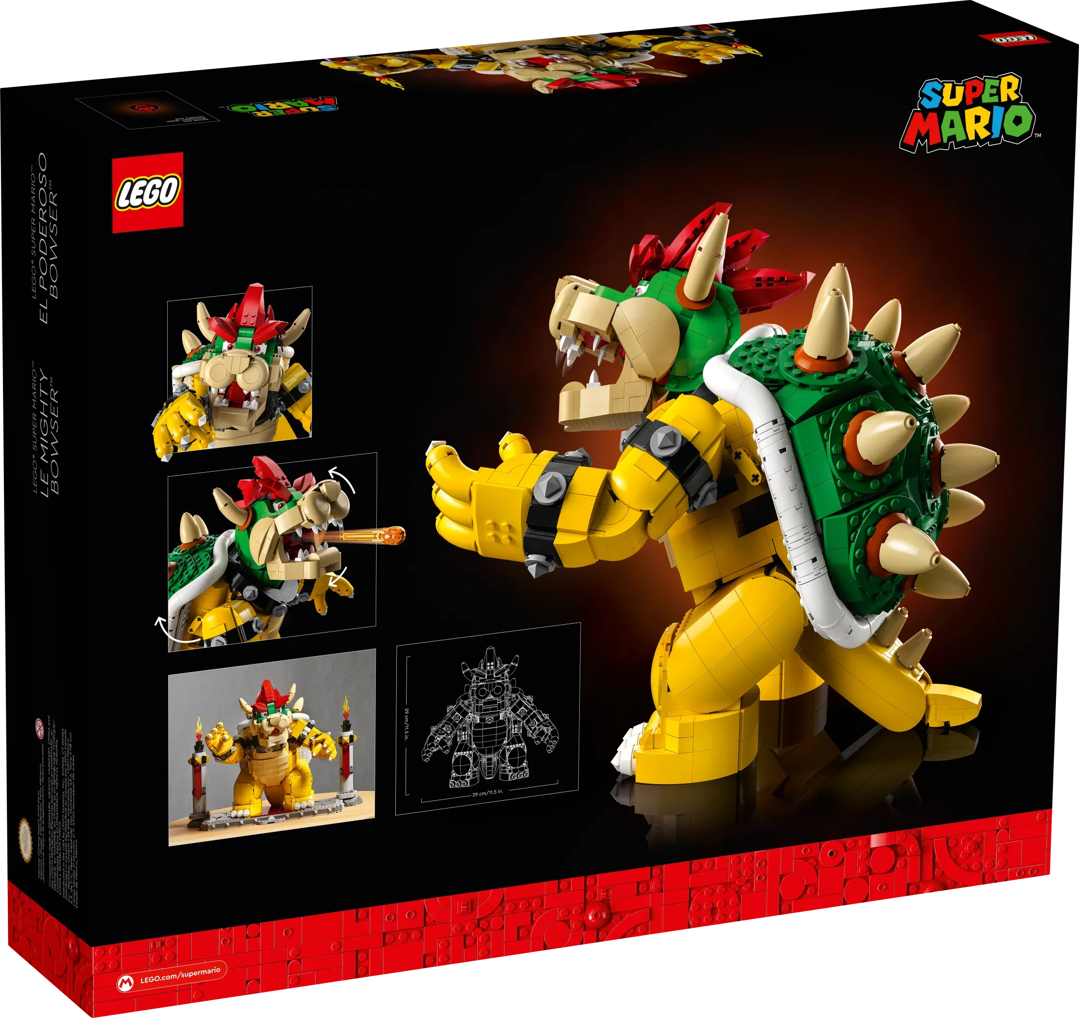 Super Mario The Mighty Bowser, 3D Build and Display Kit, Collectible Posable Character Figure with Battle Platform, Video Game Toy Idea for Fans of Super Mario Bros, 71411