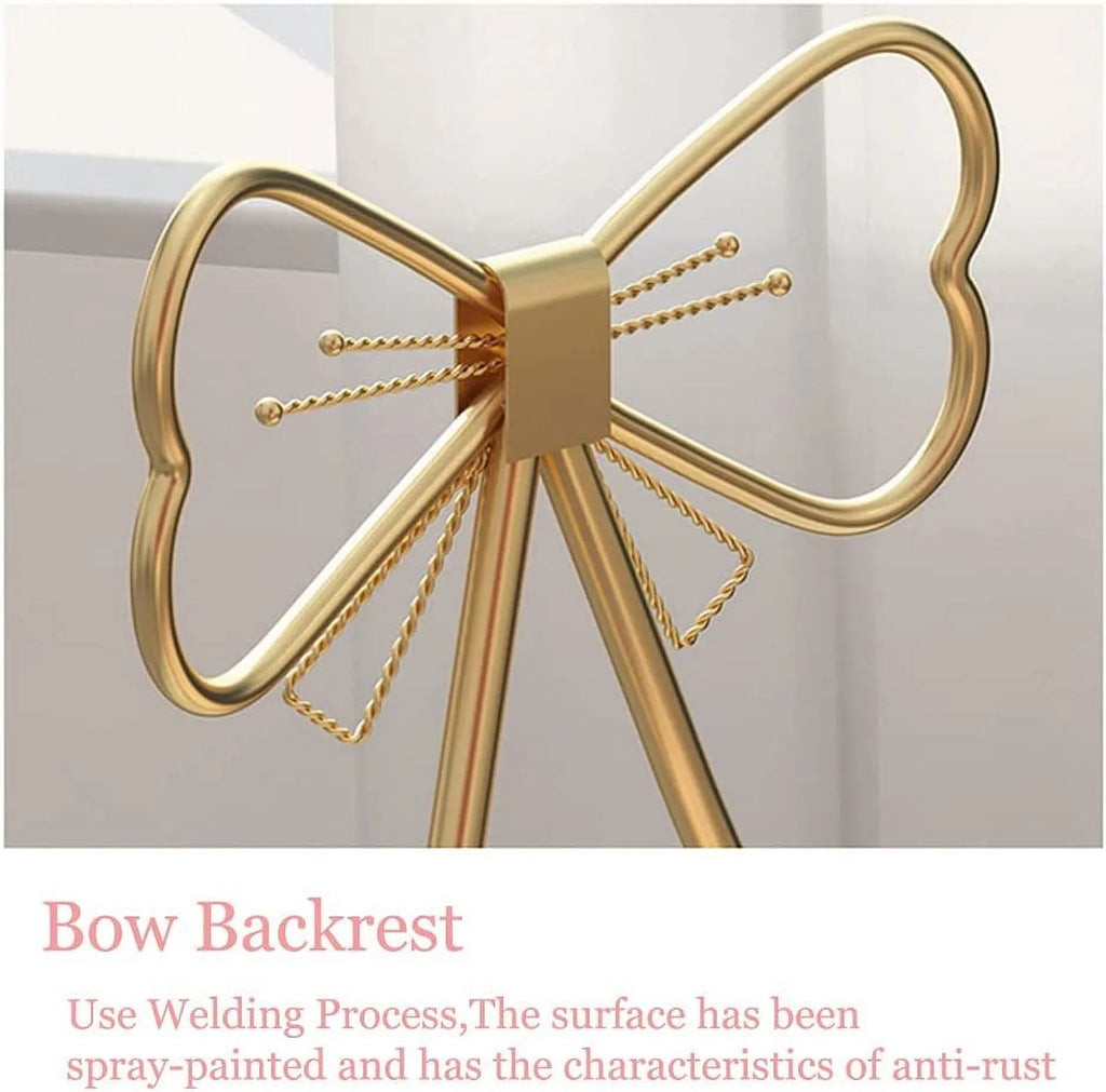 Golden Butterfly Backrest Chairs Modern Vanity Stool with Cushioned Back Vanity Chair Pink Princess Chair Girls Ladies Creative Makeup Stool Art Leisure Chair Seat for Bedroom, Dining Room