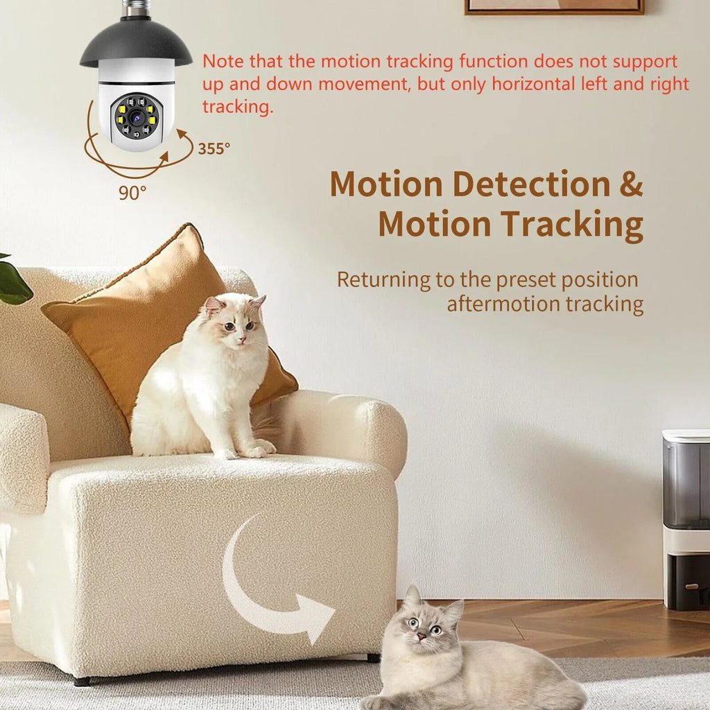 2PCS Wireless Security Camera,   Camera, E27 Light Bulb 1080P  Security Monitor Cam with Infrared Night Vision, White (Supports 2.4G &5G Wi-Fi)