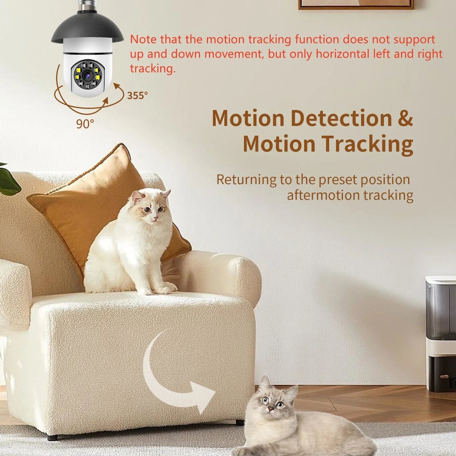 2PCS Wireless Security Camera,   Camera, E27 Light Bulb 1080P  Security Monitor Cam with Infrared Night Vision, White (Supports 2.4G &5G Wi-Fi)